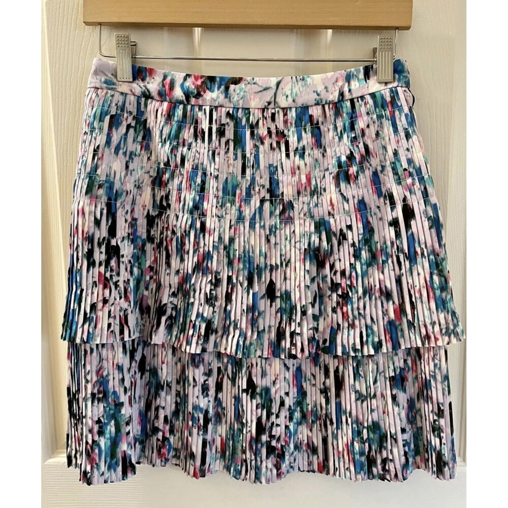 J.Crew Women's Polyester Multi-Color Crinkle Tiered Mini Skirt Size 2